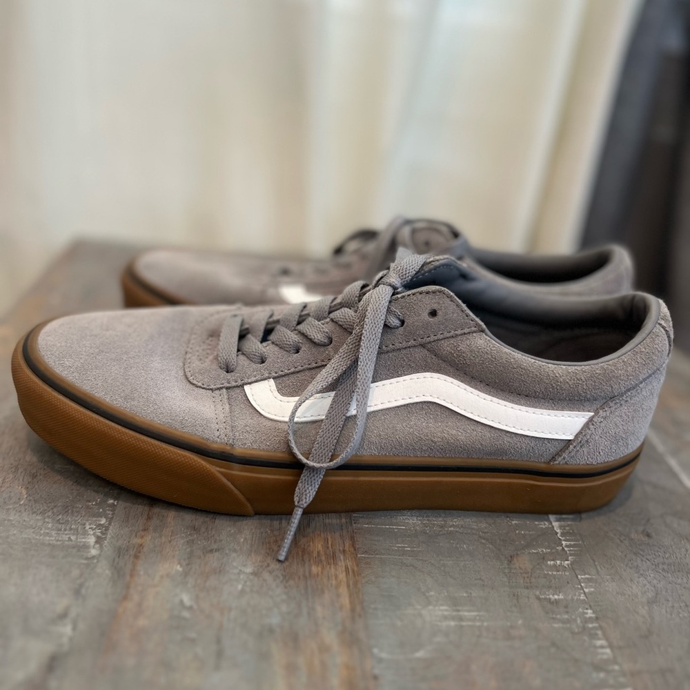 Gray and White Vans Men's Ward Suede Sneaker with gum sole. - Picture 5 of 13